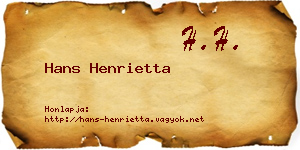 Hans Henrietta névjegykártya