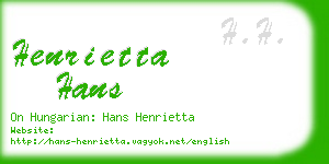 henrietta hans business card